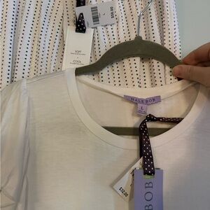 Hale Bob pajama white T-Shirt with Polka Dot Accent pants size lg